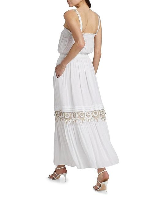 Ramy Brook White Catalina Embroidered Maxi Dress