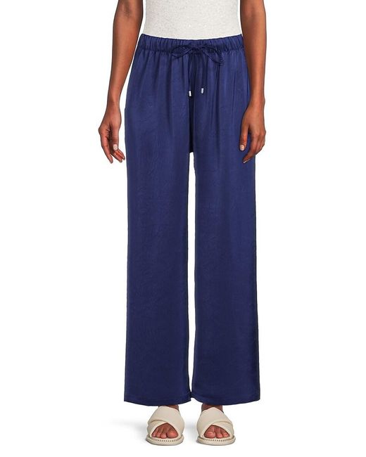 Wdny Blue Solid Drawstring Pants