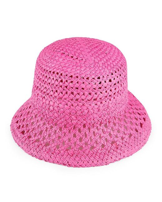 Vince Camuto Pink Paper Woven Bucket Hat