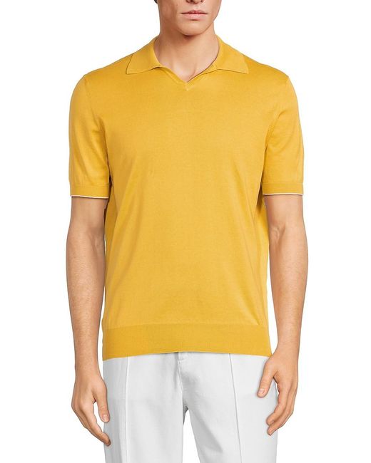 Brunello Cucinelli Yellow Short Sleeve Polo for men