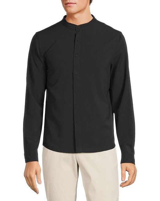 Kenneth Cole Black Solid Band Collar Shirt for men