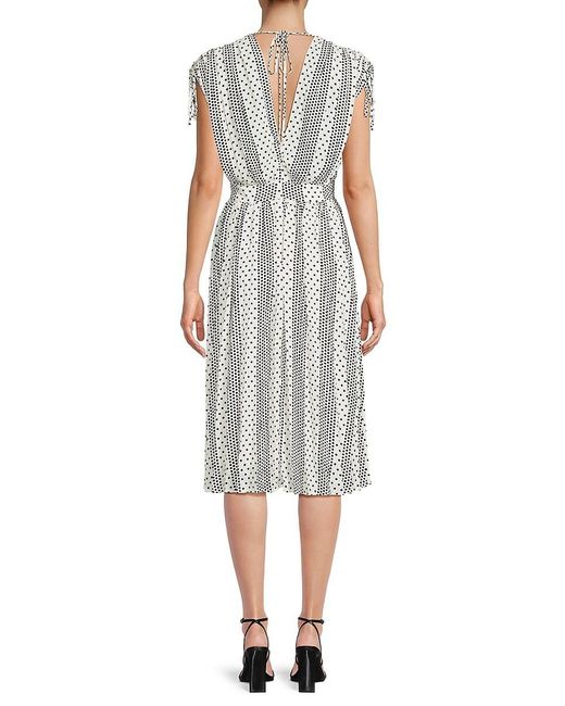 Tahari Gray Dot Print Midi Dress