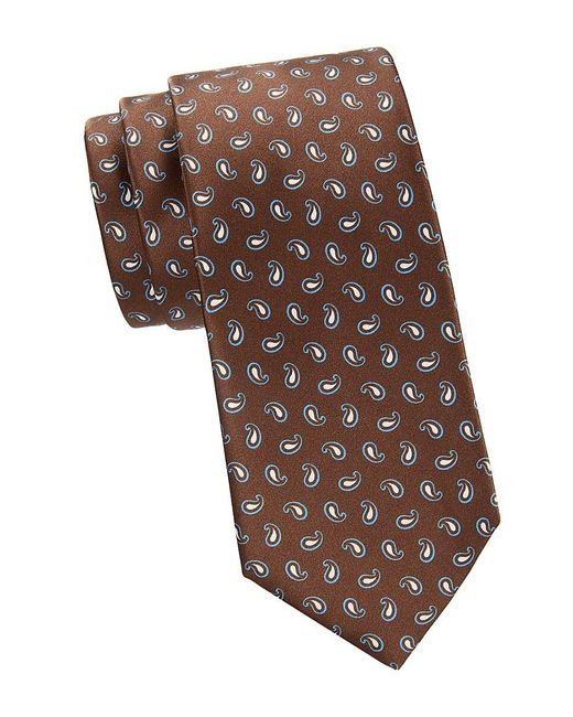 Brioni Brown Paisley Silk Tie for men
