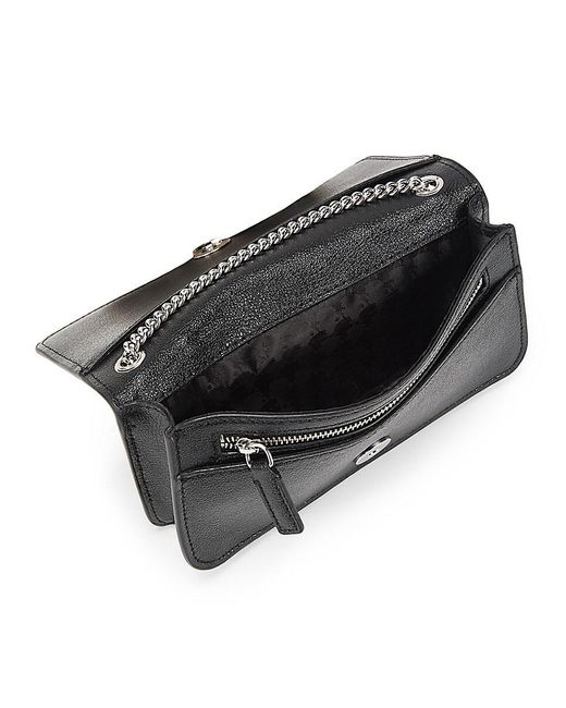 Karl Lagerfeld Black Kosette Bow Leather Wallet On Chain