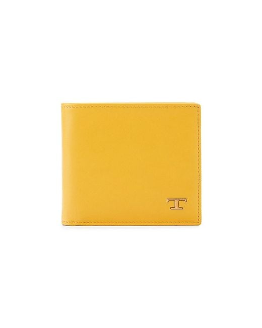 Tod's Yellow Leather Bifold Wallet for men