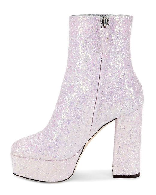 Giuseppe Zanotti White Glitter Platform Booties