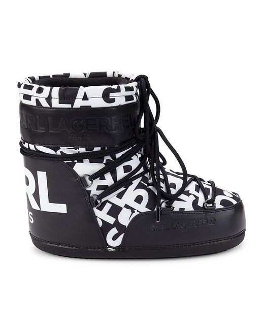 Karl Lagerfeld Black Piers Logo Print Ankle Boots