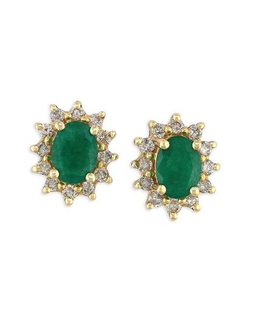 Effy Green 14K, & Diamond Stud Earrings