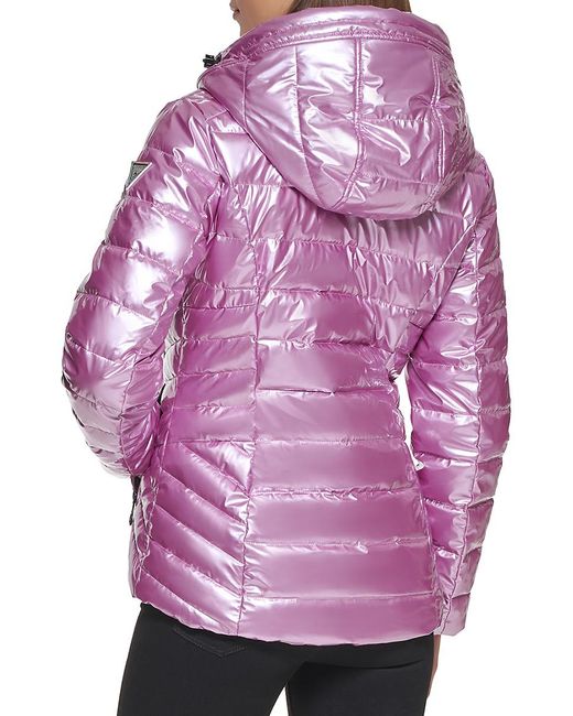 purple guess puffer jacket