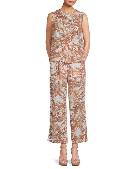 Nanette Lepore Natural '2-Piece Leaf Print Top & Pants Set