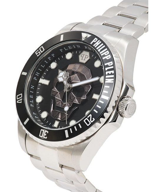 Philipp Plein Gray $kull Diver 44mm Stainless Steel Bracelet Watch for men