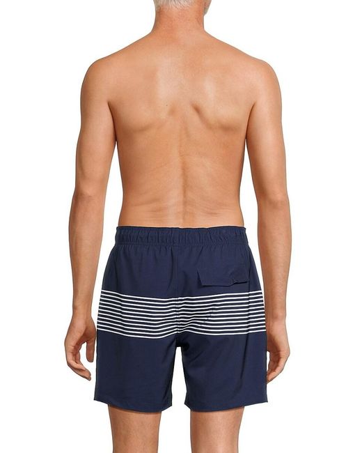 Onia Blue Striped Drawstring Swim Shorts for men