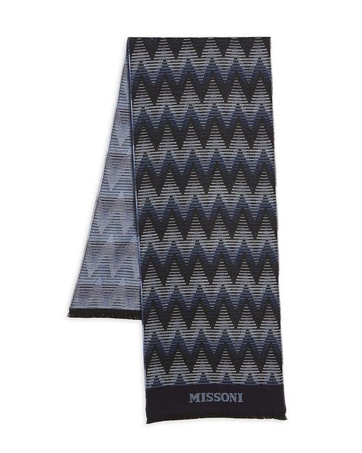 Missoni Gray Zigzag Wool-Blend Scarf for men