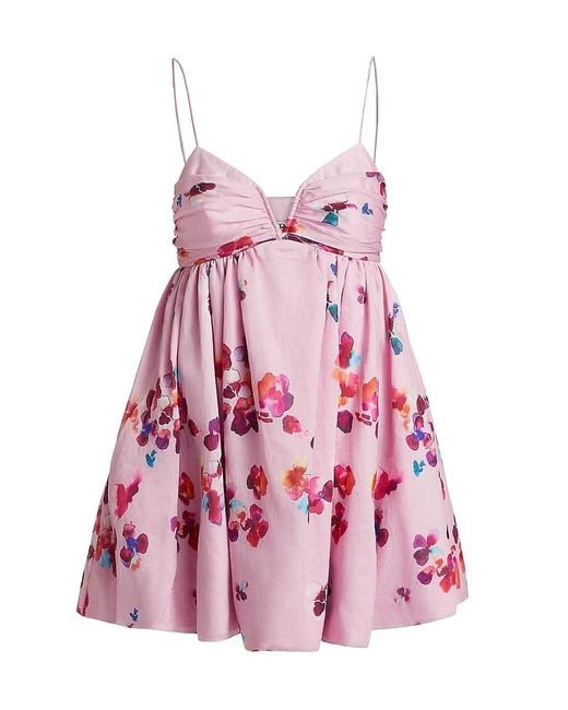 AMUR Pink Kimberly Floral Sweetheart Babydoll Minidress