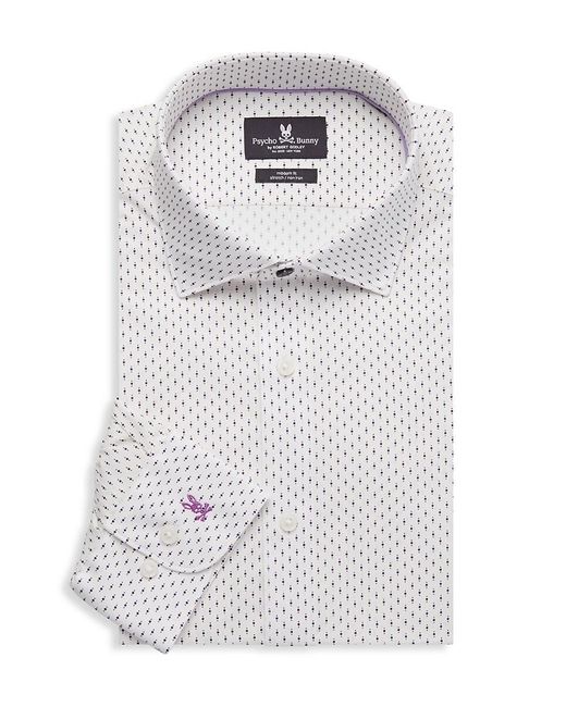 Psycho Bunny White Modern-fit Dot-print Dress Shirt for men