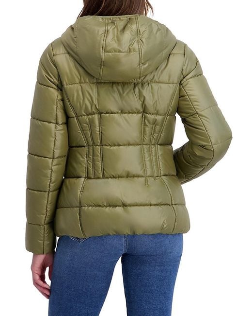 Kensie Green Quilted Hood Puffer Jacket