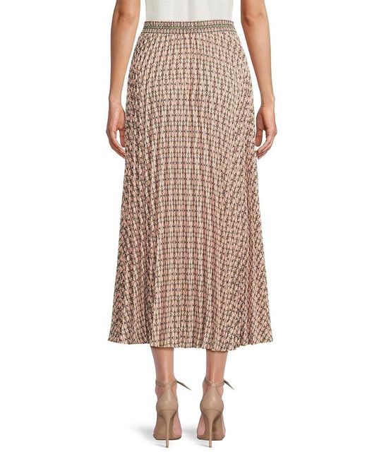 Max Studio Multicolor Pleated Faille Midi-Skirt