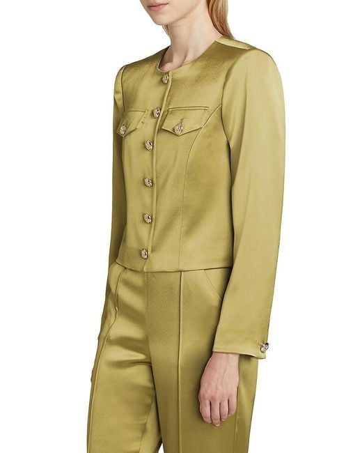Cinq À Sept Green Rainer Satin Jacket