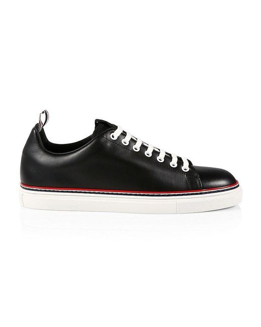 Thom Browne Leather Tennis Shoes in Black for Men | Lyst