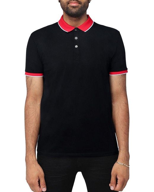 Xray Jeans X Ray Short Sleeve Contrast Knit Golf Polo in Black for Men ...