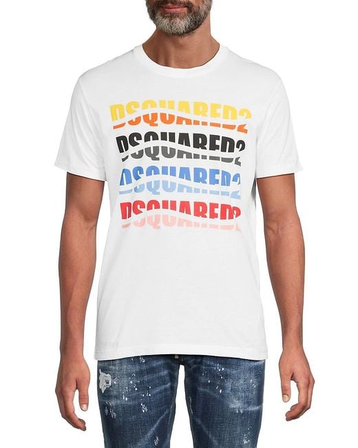 DSquared² White Repeat Logo Cotton T-Shirt for men