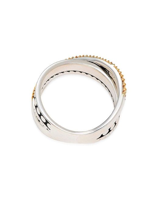 Effy ENY White Sterling Silver, 18k Yellow Gold & 0.1 Tcw Diamond Ring