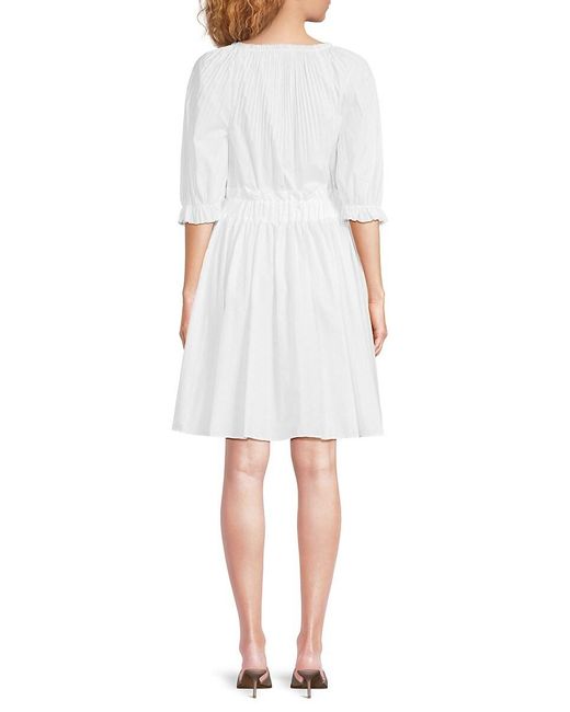 ワンピース VALENTINO WHITE COTTON BLEND DRESS VALENTINO GARAVANI Pleated Cotton-Blend Poplin Shirt Dress