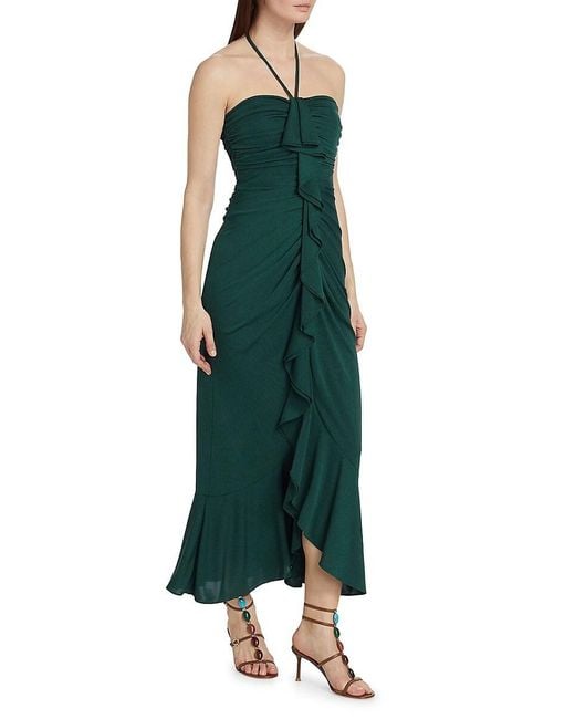 Cinq À Sept Green Zenni Ruffle Midi-Dress