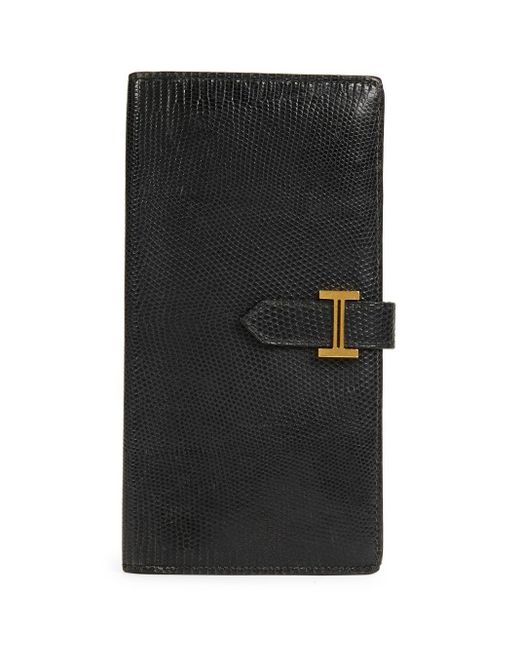 Hermes Bearn Card Holder Wallet Black Chevre Palladium Hardware