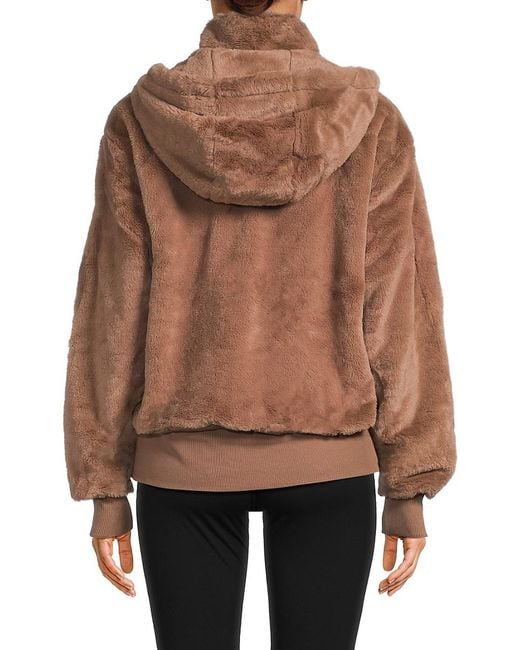 Tommy Hilfiger Brown Faux-Fur Hooded Zip Jacket