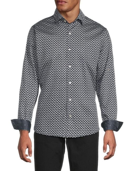 Ted Baker Gray Soren Gingko Stretch-Cotton Shirt for men