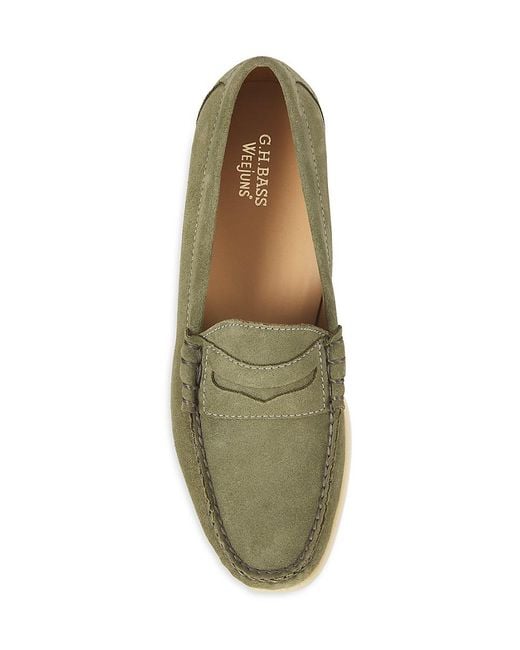 G.H.BASS Green G. H. Bass Larson Suede Penny Loafers for men