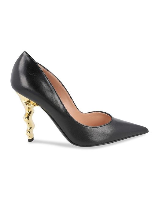 Love Moschino Black 95Mm Metal Sculpted Heel Leather Pumps