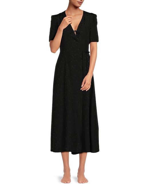 Sleeper Black 'Lola Midi Wrap Dress