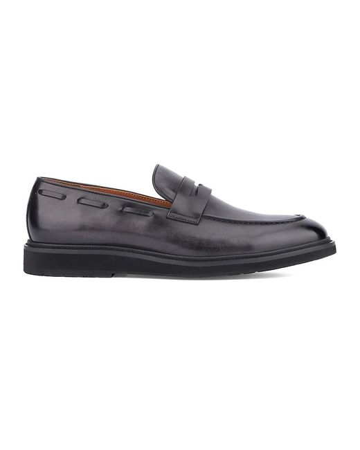 Vintage Foundry Black Dwight Leather Penny Loafers for men