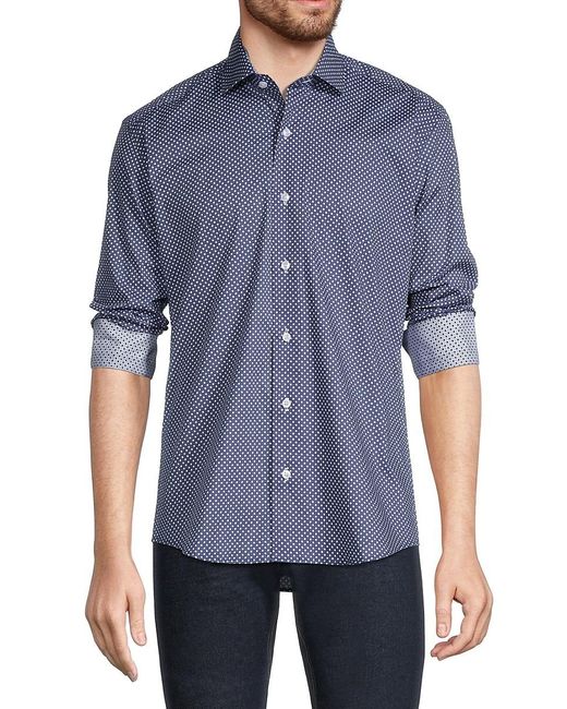 Bertigo Cotton Regular-fit Polka Dot-print Poplin Shirt in Blue for Men ...