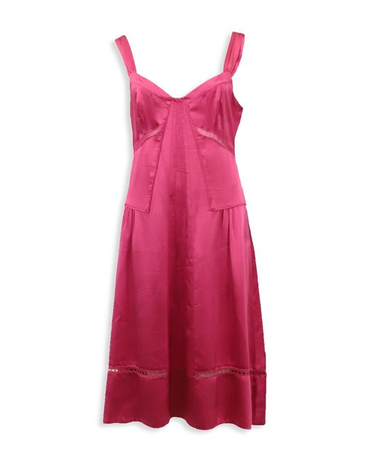 Marc Jacobs Slip Midi Dress In Fuchsia Pink Silk in Red | Lyst