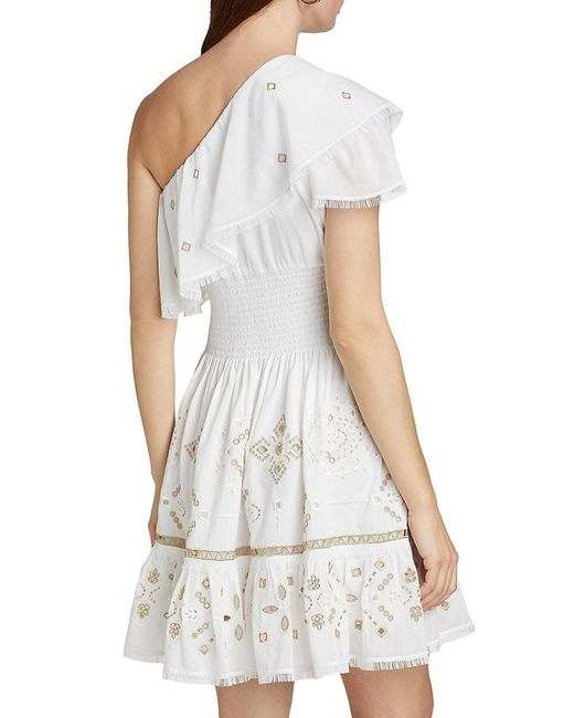 Kobi Halperin Black Brooklyn Embroidered One-Shoulder Minidress