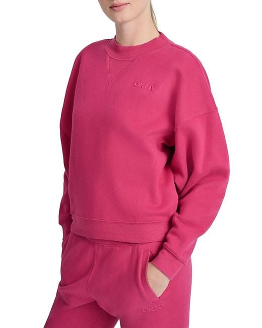 DKNY Red Drop Shoulder Cotton-Blend Sweatshirt