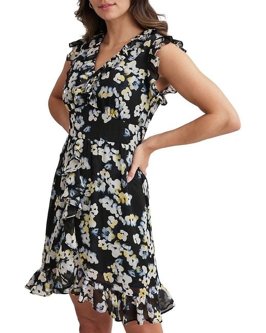 DKNY Black Ruffle Sheath Dress