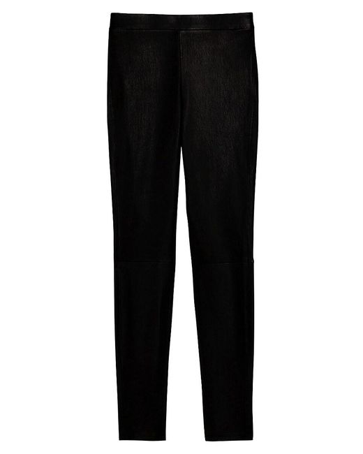 Theory Black Pull-On Leather Leggings