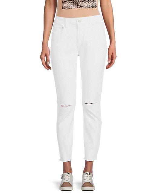 Class Roberto Cavalli White High Rise Ultra Slim Fit Slashed Knee Jeans