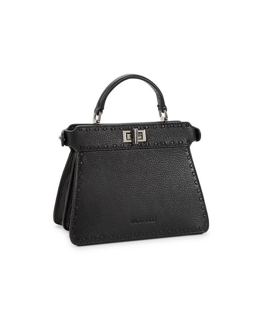 Walter Baker Black Reed Mini Leather Top Handle Bag
