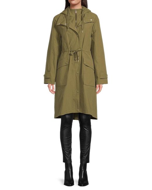 Bagatelle Green Longline Tie Waist Rain Coat