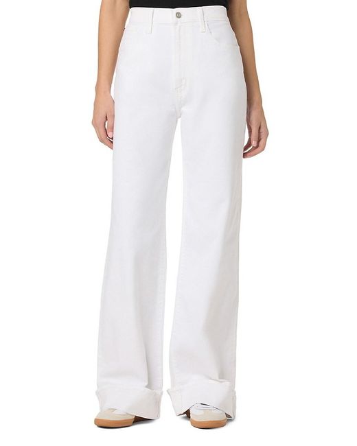 Hudson White Jolene High-rise Wide-leg Cuffed Jeans