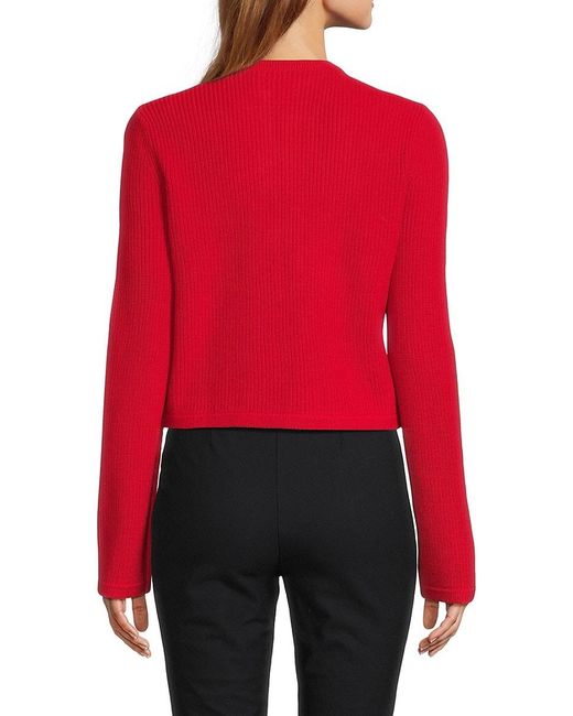 10 Crosby Derek Lam Red Nebula Ribbed Wool-Blend Cardigan