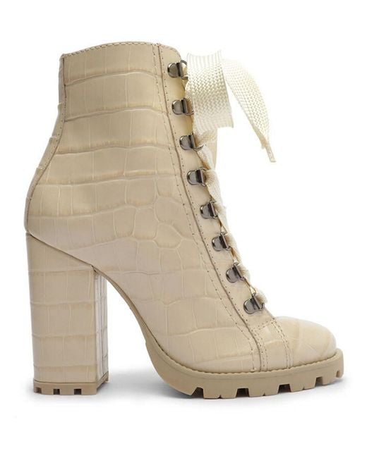 SCHUTZ SHOES Natural 107Mm Zhara Croc Printed Leather Ankle Boots