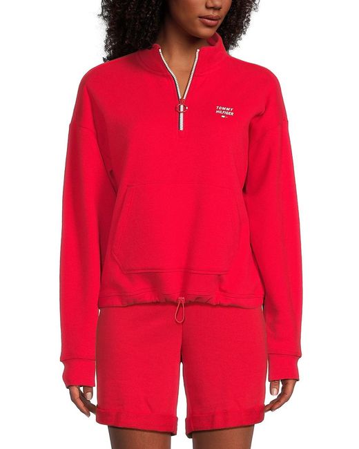 Tommy Hilfiger Red Logo Fleece Sweatshirt