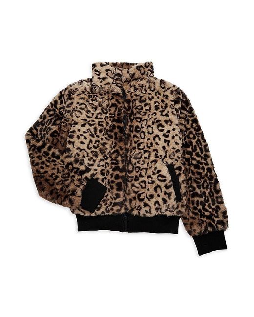 Urban Republic Brown Girl's Leopard Print Bomber Jacket