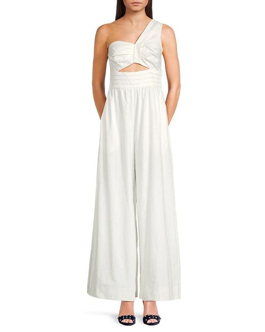 AMUR White Laurie One Shoulder Jumpsuit